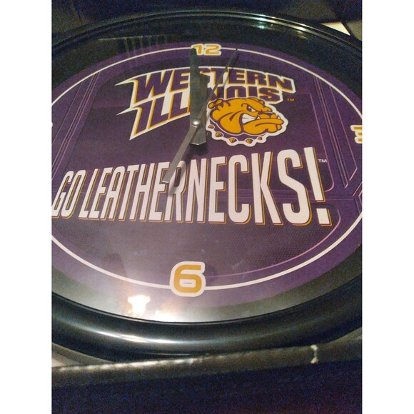 Western‎ Illinois Leathernecks Clock NCAA Wall Decor Man Cave 12 Inch - Picture 1 of 3